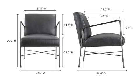 Dagwood Leather Armchair Black