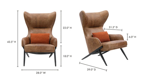 Amos Leather Accent Chair Open Road Brown