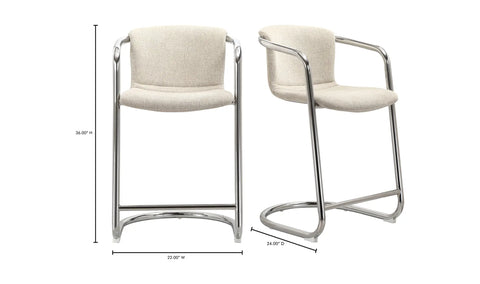 Freeman Chrome Frame Counter Stool Blended Cream - Set Of Two