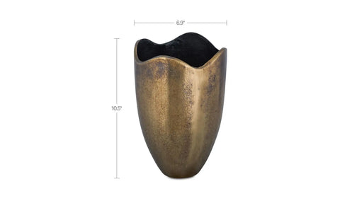 Athena Cast Aluminum Vase Antique Brass