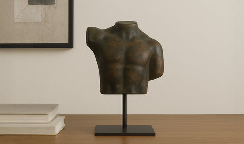 Victor Cast Aluminum Sculpture Dark Green Patina