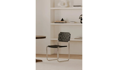Moma Stainless Steel Dining Chair Black Leather - Set Of Two