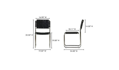 Moma Stainless Steel Dining Chair Black Leather - Set Of Two