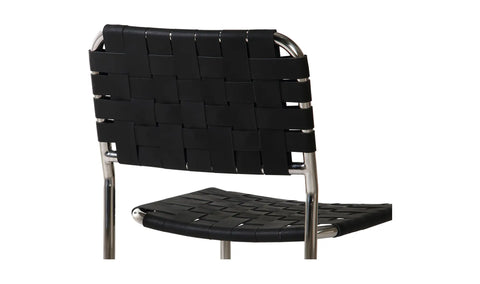 Moma Stainless Steel Dining Chair Black Leather - Set Of Two