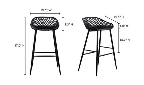 Piazza Outdoor Barstool Black - Set Of Two
