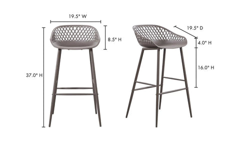 Piazza Outdoor Barstool Grey - Set Of Two