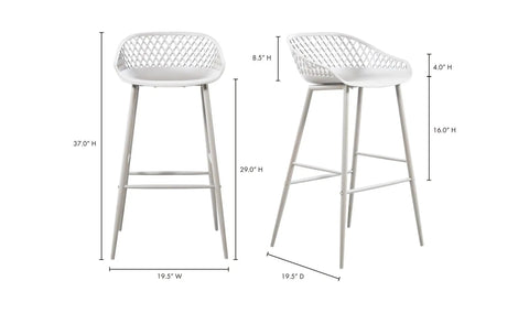 Piazza Outdoor Barstool White - Set Of Two