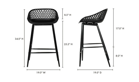 Piazza Outdoor Counter Stool Black - Set Of Two