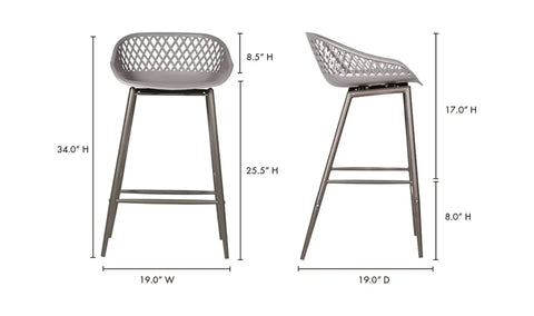 Piazza Outdoor Counter Stool Grey - Set Of Two