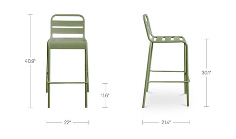 Kade Outdoor Bar Stool Green Set of Two