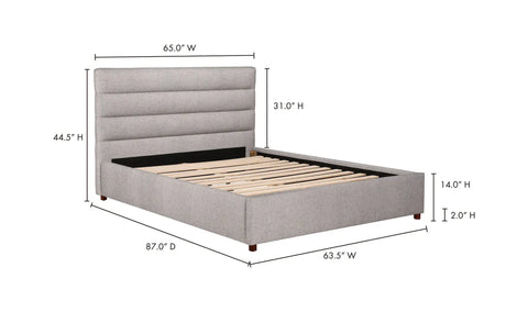 Takio Queen Bed Light Grey
