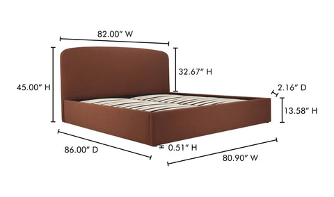 Joan King Storage Bed Rust