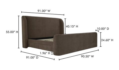 Sophia King Storage Bed Brown