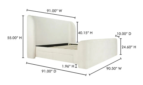 Sophia Queen Storage Bed Cream