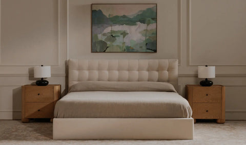Sebastion King Storage Bed Cream