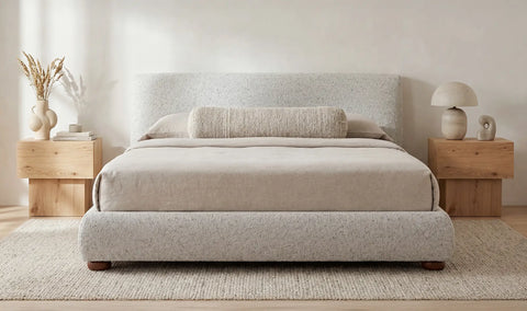Beau King Storage Bed Speckled Light Grey