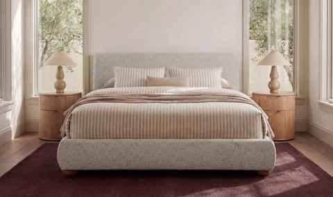 Beau Queen Storage Bed Speckled Light Grey