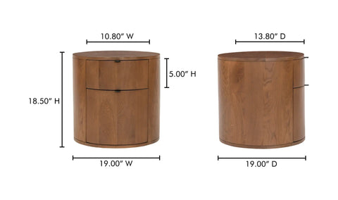 Theo 2 Drawer Nightstand Brown