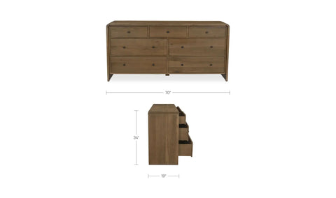 Riley 7 Drawer Dresser Oak