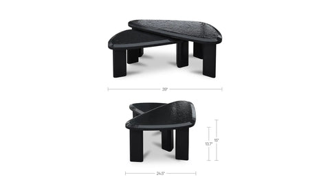 Sophie Outdoor Nesting Table Set Charcoal Lacquer