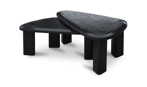 Sophie Outdoor Nesting Table Set Charcoal Lacquer