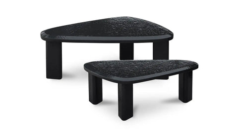 Sophie Outdoor Nesting Table Set Charcoal Lacquer