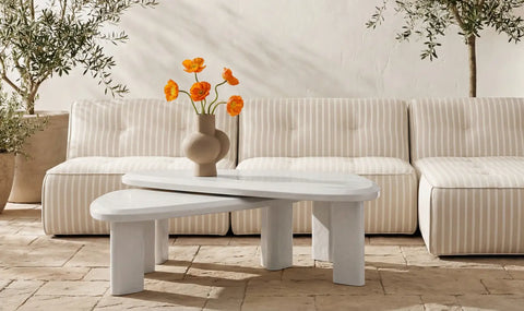 Sophie Outdoor Nesting Table Set Cream Lacquer