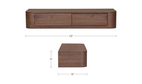 Round Off Floating Console Table Walnut