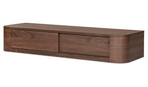 Round Off Floating Console Table Walnut