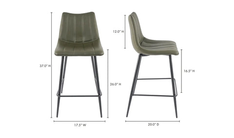 Alibi Counter Stool Dark Green - Set Of Two