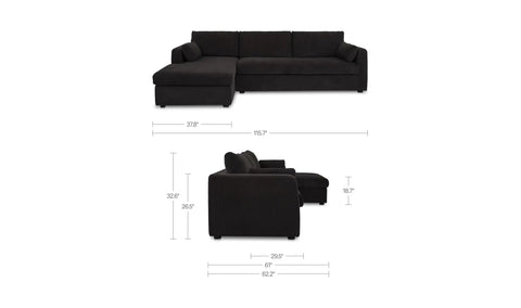 Burrow Sleeper Sectional With Storage Chaise Black Left