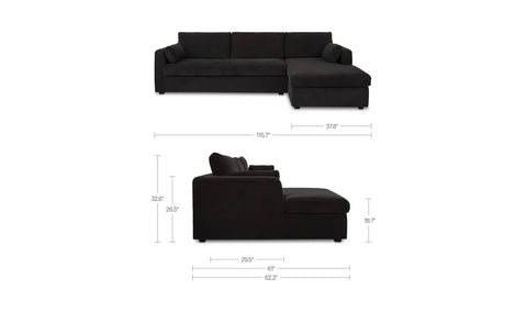 Burrow Sleeper Sectional With Storage Chaise Black Right