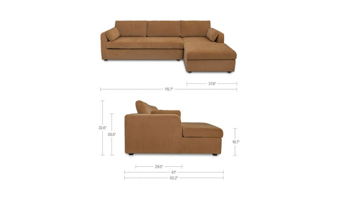 Burrow Sleeper Sectional With Storage Chaise Ginger Right