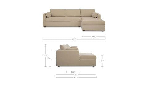 Burrow Sleeper Sectional With Storage Chaise Sand Right