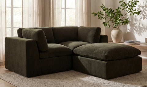 Cates Ottoman Dark Green