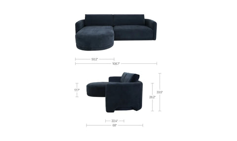 Emmy Sectional Dark Blue Left