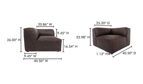 Form Corner Chair Espresso Brown Leather