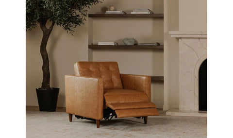 Bridgers Power Recliner Chair Tan Leather