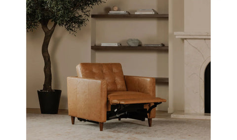 Bridgers Power Recliner Chair Tan Leather