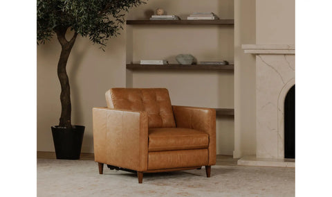 Bridgers Power Recliner Chair Tan Leather