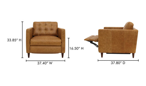 Bridgers Power Recliner Chair Tan Leather