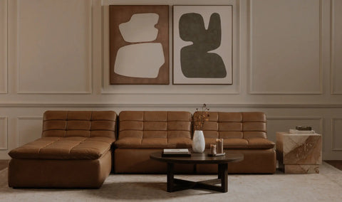 Lino Armless Modular Sofa Tan Leather