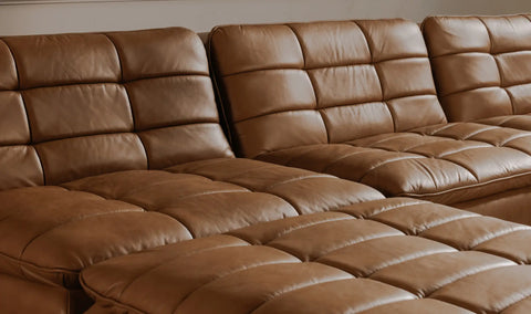 Lino Armless Modular Sofa Tan Leather