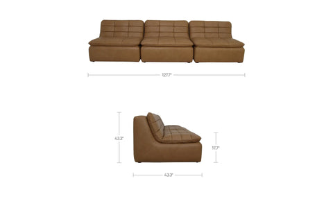 Lino Armless Modular Sofa Tan Leather