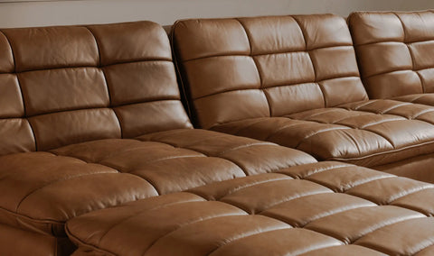 Lino Lounge Modular Sectional Tan Leather