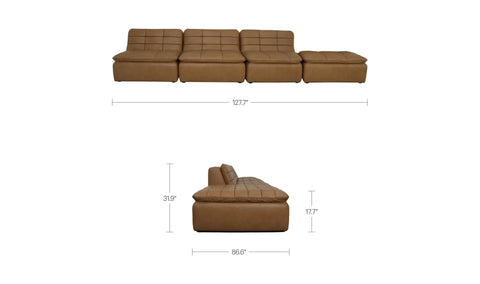 Lino Lounge Modular Sectional Tan Leather
