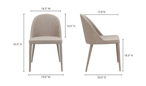 Burton Dining Chair Light Grey - Set Of Two