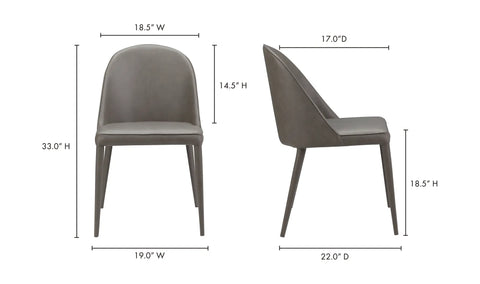 Burton Dining Chair Grey Vegan Leather - Set Of Two