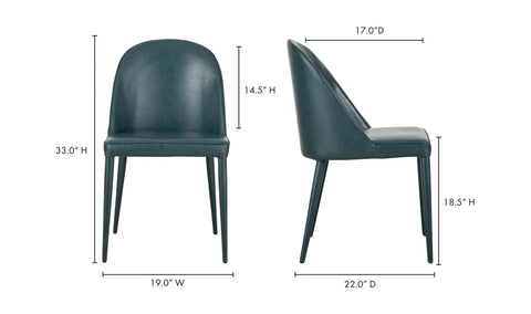Burton Dining Chair Dark Teal Vegan Leather - Set Of Two