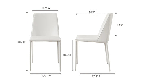 Nora Dining Chair White Vegan Leather - Set Of Two